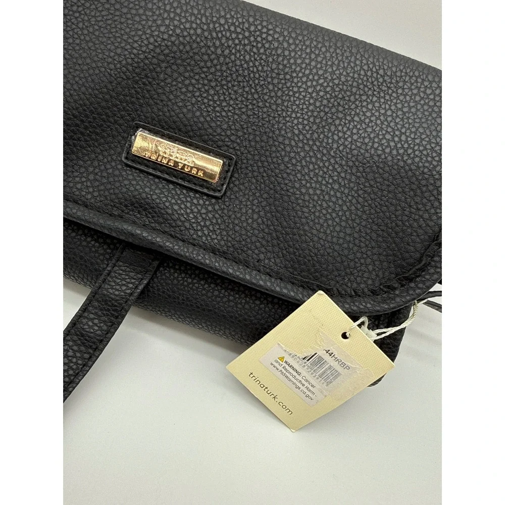 Trina Turk‎ Hanging Toiletry Bag Black Pebbled Faux Leather Travel Organizer New